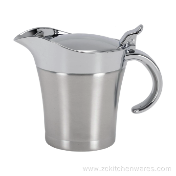 Kitchen Metal Double Wall Gravy Jug With Lid